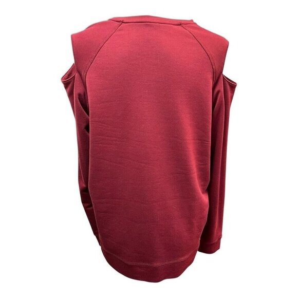 BCG Womens Split Shoulder Sweatshirt~Size Lrg~Deep Red Athletic Sporty Top L5 17 - Picture 6 of 13